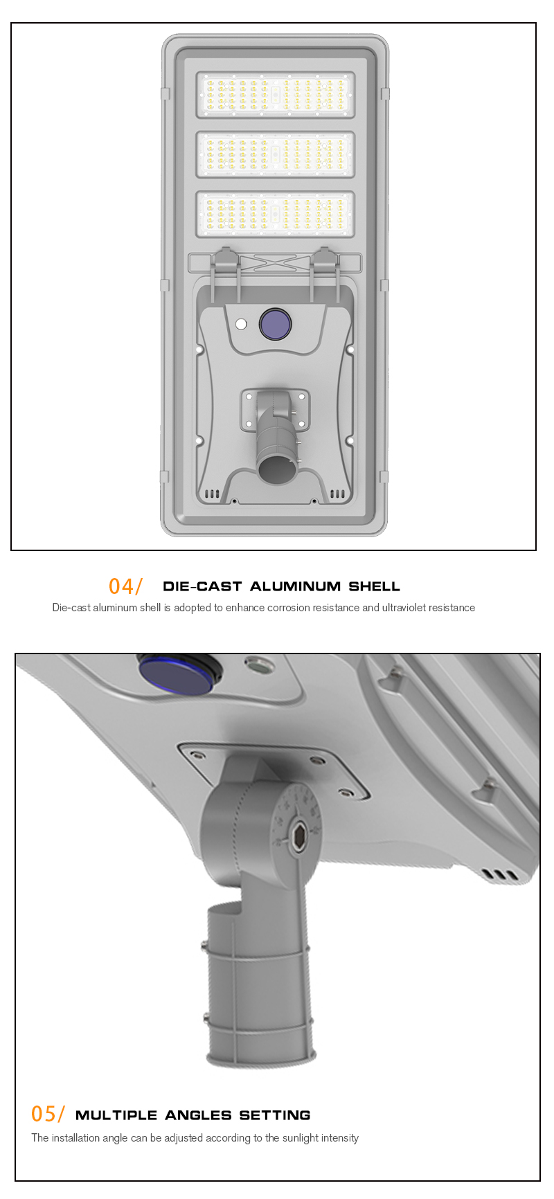 Solar Parking Street Lights Dusk To Down 200w Solar Street Lights With Motion Sensor 5000k 78mm Angle Adjustable Spigot (6)